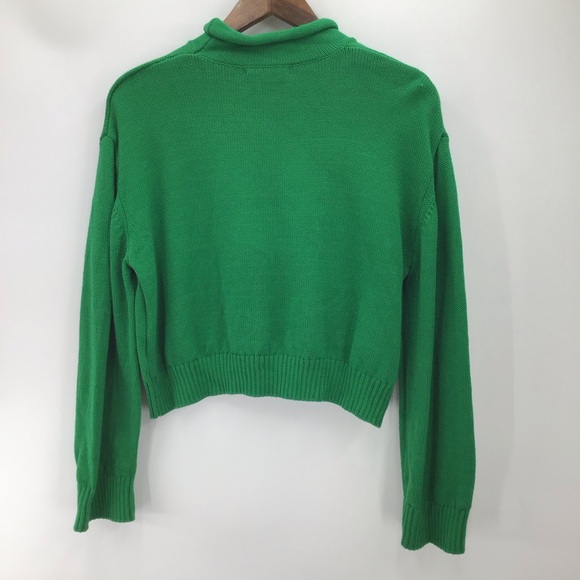Copper Key Cotton Vibrant Green Roll Neck Cropped Sweater - Picture 2 of 9